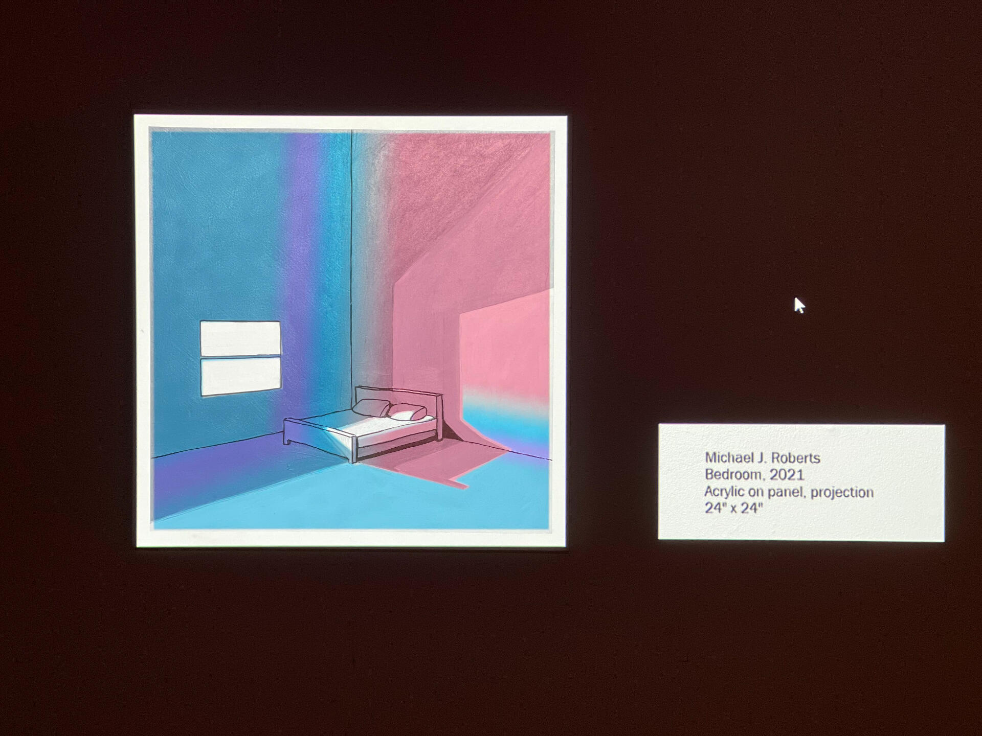 Bedroom, 2021, acrylic on panel with projection